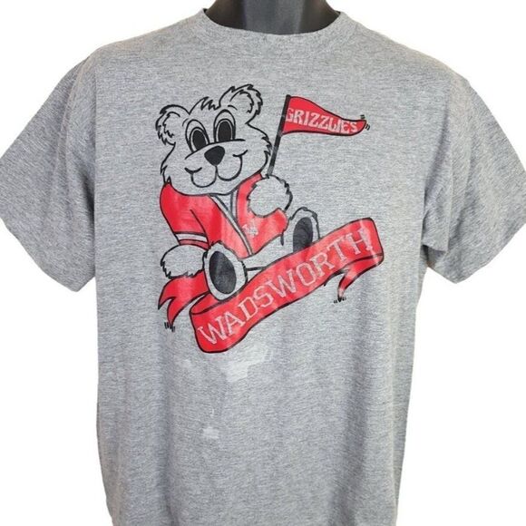 Wadsworth Grizzlies T Shirt Vintage 80s Ohio High School Bozo Clown Mens Medium - Picture 1 of 7